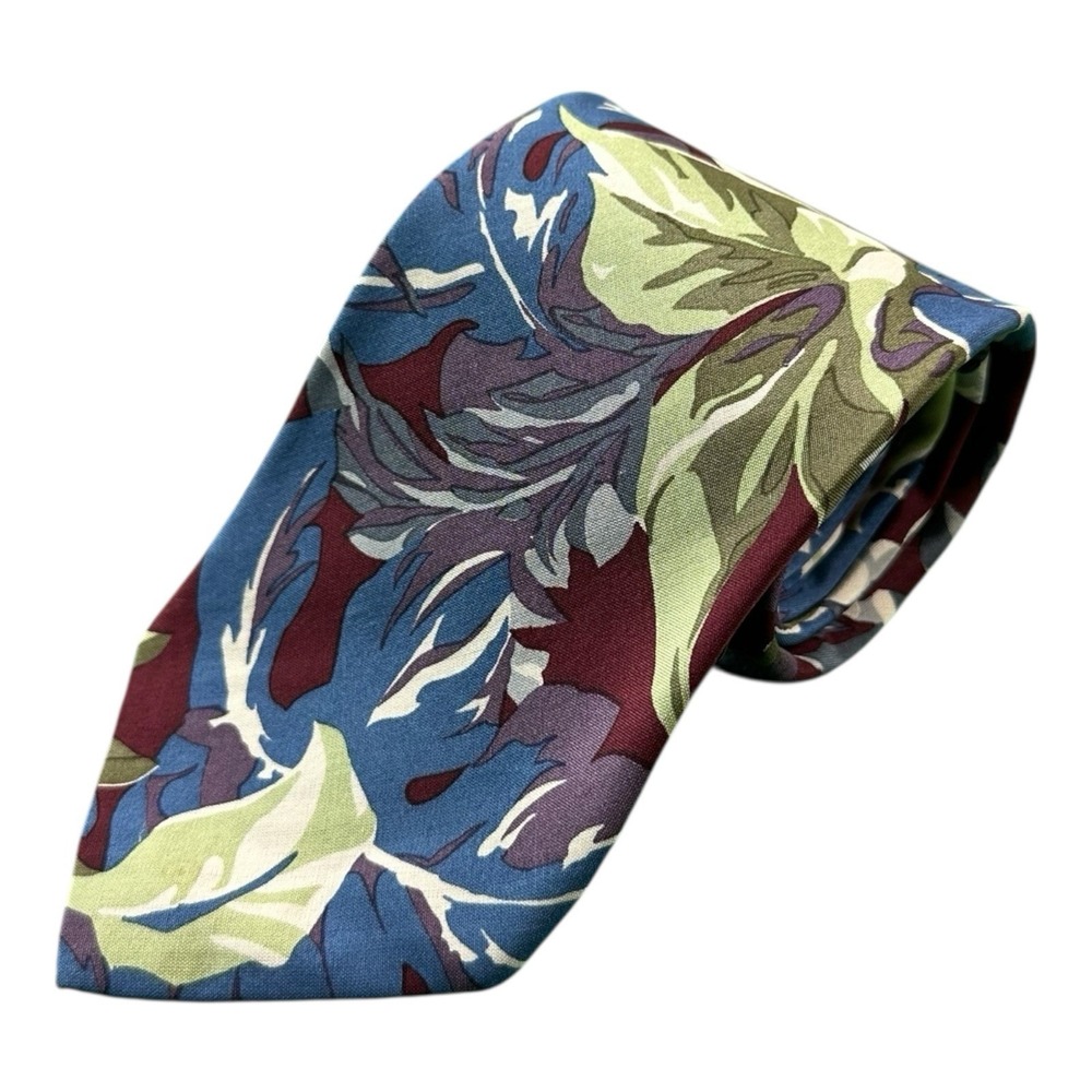 Polo Ralph Lauren Red Green Blue Floral VTG Silk Men's Tie 3.5 Inch Width